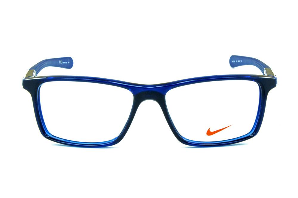 Óculos Nike 7087 Azul escuro translúcido com ponteiras emborrachadas