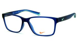 Óculos Nike 7091 Live Free azul fosco com hastes azul degradê e logo verde água
