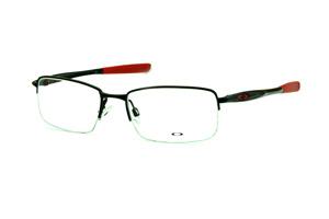 Óculos Oakley OX 3167 Polished Black metal nylon preto com ponteira emborrachada e logo vermelho
