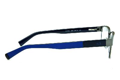 Óculos Armani Exchange AX 1017 Grafite com hastes azul fosco e logo azul