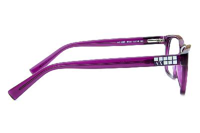 Óculos Armani Exchange AX 3006 de Grau Roxo Violeta com logo prata quadrado feminino
