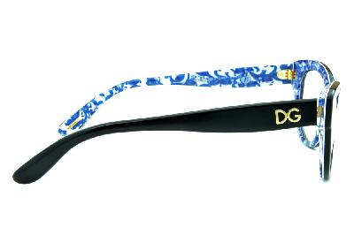 Óculos Dolce & Gabbana DG 3203 Preto com floral azul e branco na parte interna