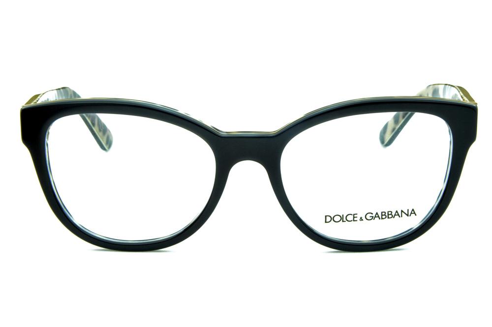 Óculos Dolce & Gabbana em acetato preto com onça parte interna para mulheres