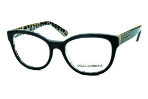 Óculos Dolce & Gabbana em acetato preto com onça parte interna para mulheres