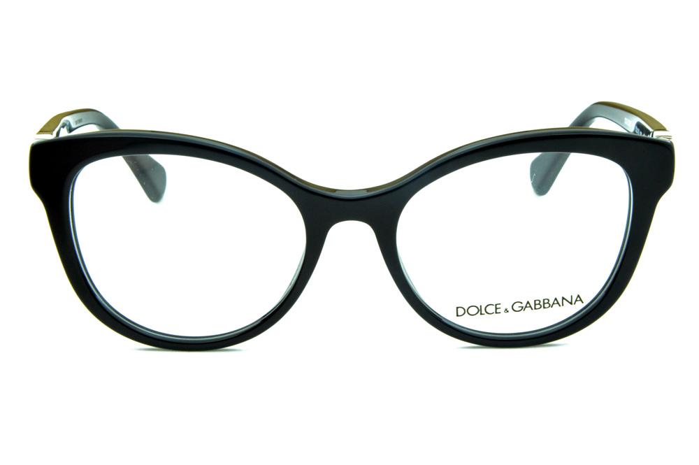 Óculos Dolce & Gabbana DG 3250 Preto com logo de metal prateado
