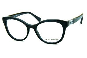 Óculos Dolce & Gabbana DG 3250 Preto com logo de metal prateado