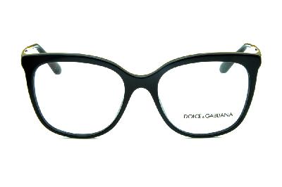 Óculos Dolce & Gabbana DG 3259 Preto com hastes de metal dourado