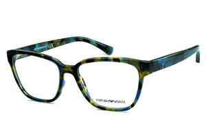 Óculos de grau Emporio Armani tartaruga azul mesclado com logo azul para mulheres