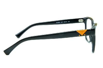 Óculos de grau Emporio Armani preto brilhante com logo laranja para homens e mulheres