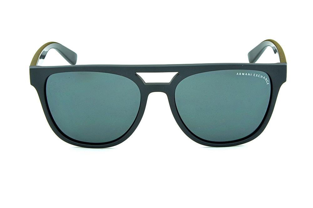 Óculos de Sol Armani Exchange AX 4032 Preto fosco estilo gatsby com haste preto brilhante