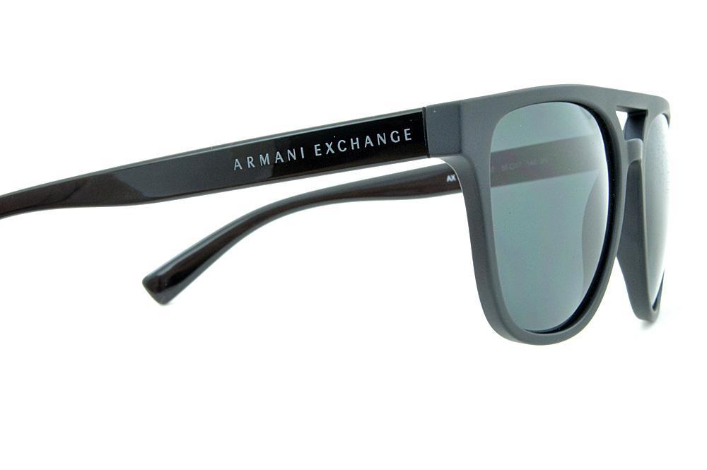 Óculos de Sol Armani Exchange AX 4032 Preto fosco estilo gatsby com haste preto brilhante