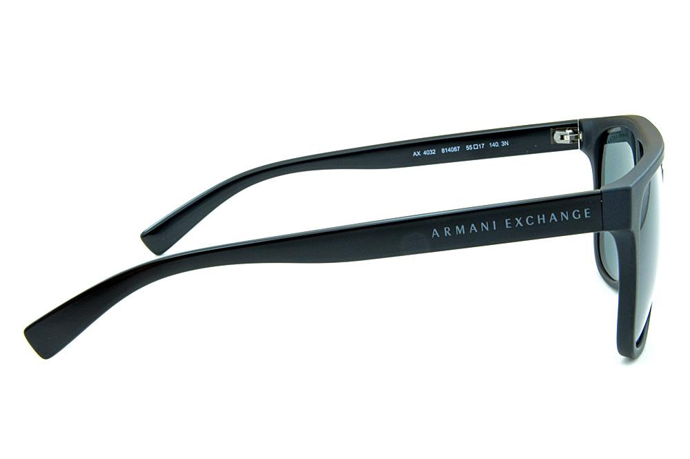 Óculos de Sol Armani Exchange AX 4032 Preto fosco estilo gatsby com haste preto brilhante