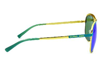 Óculos de Sol Michael Kors MK 1012 Vivianna1 Dourado com detalhes verde água e espelho azul/verde