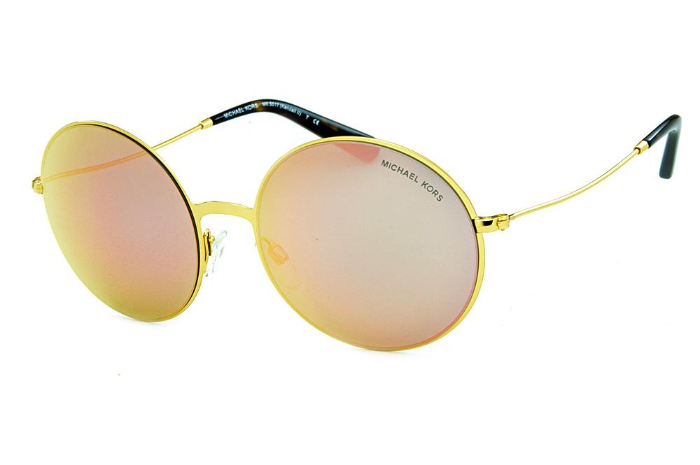 Óculos de Sol Michael Kors MK5017 Kendall dourado redondo lentes rosê