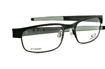 Óculos Oakley OX 5038 Metal Plate Titanium Preto fosco e detalhe cinza