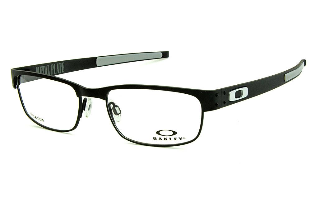 Óculos Oakley OX5038 Metal Plate Titanium Preto fosco e cinza