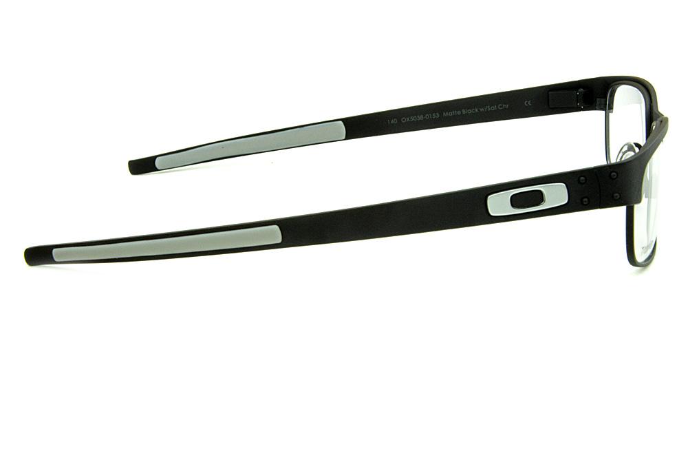 Óculos Oakley OX 5038 Metal Plate Titanium Preto fosco e detalhe cinza