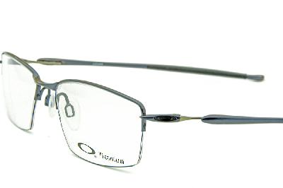 Óculos Oakley OX 5113 Lizard Metal Titanium nylon Azul metálico e prata com ponteiras emborrachadas