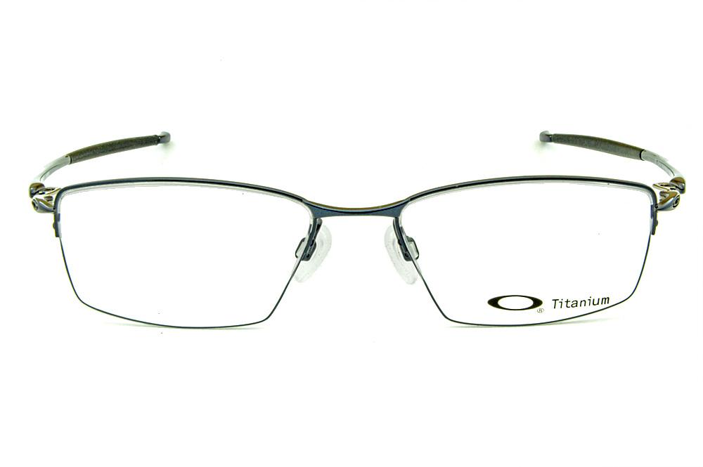 Óculos Oakley OX 5113 Lizard Metal Titanium nylon Azul metálico e prata com ponteiras emborrachadas