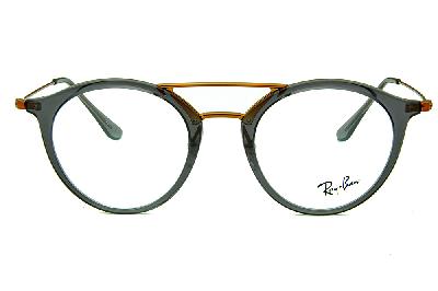 Óculos Ray-Ban RB 7097 Acetato cinza com ponte e hastes em metal cobre