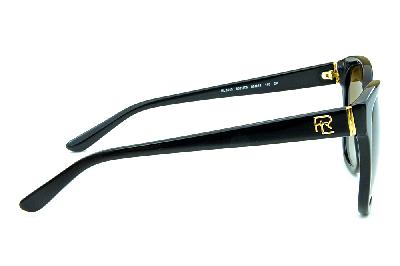 Óculos de Sol feminino Ralph Lauren em acetato preto formato redondo gatinho lente polarizada degradê e logotipo dourado