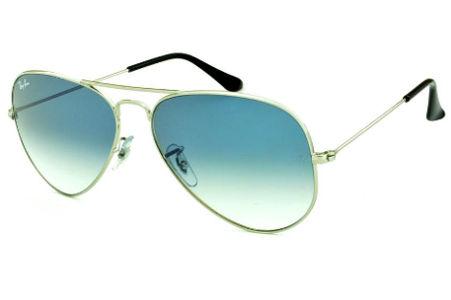 Óculos Ray-Ban Aviador RB 3025 prata lente azul degradê tamanho 58
