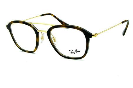 Óculos de grau Ray-Ban marrom demi tartaruga onça com ponte e hastes de metal dourado