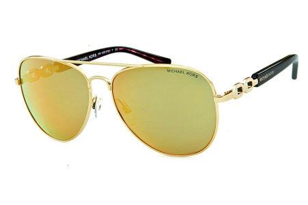 Óculos de Sol Michael Kors Fiji em metal dourado com lentes espelhadas 