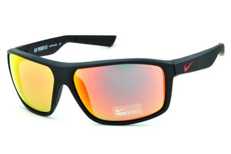 Óculos de Sol Nike Premier 8.0 EV0794 Preto fosco com lentes espelhadas vermelha e logo vermelho
