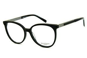 Óculos Ana Hickmann AH 6230 de grau acetato redondo preto e cinza haste giratória feminino