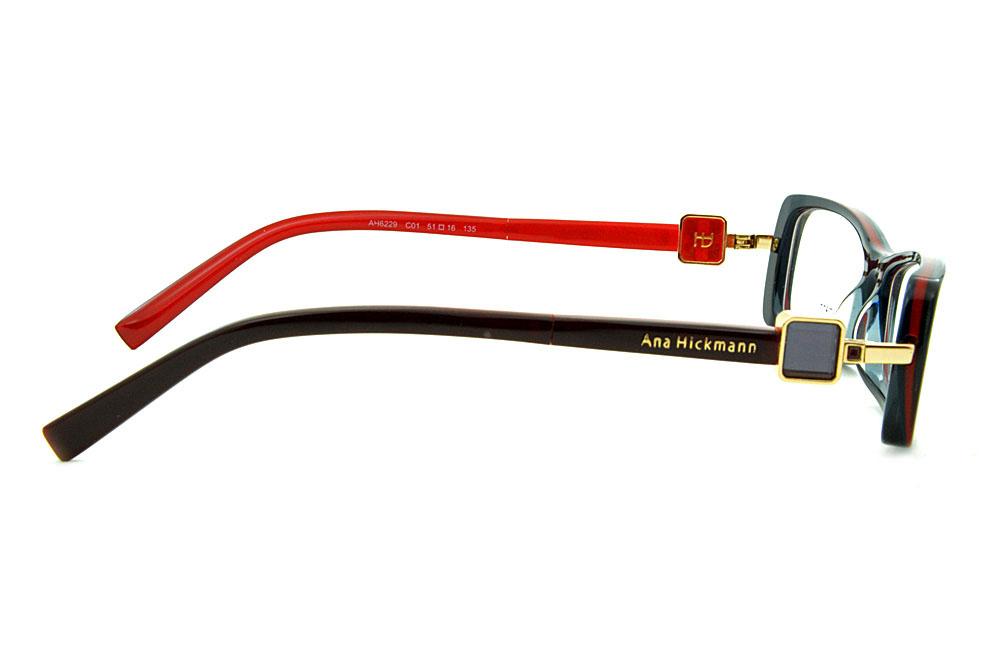 Óculos Ana Hickmann AH 6229 acetato vermelho com haste giratória