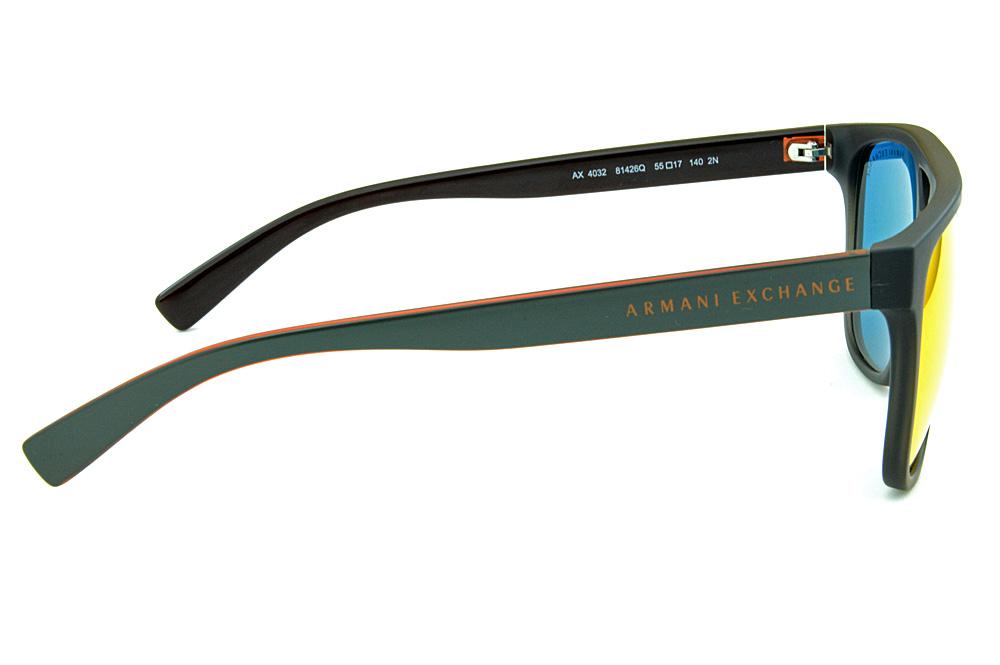 Óculos de Sol Armani Exchange AX 4032 Preto com hastes cinza espelhado vermelho