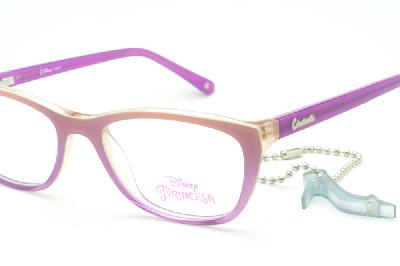 Óculos de grau infantil Disney Princesa acetato roxo com rosa claro feminino com chaveiro