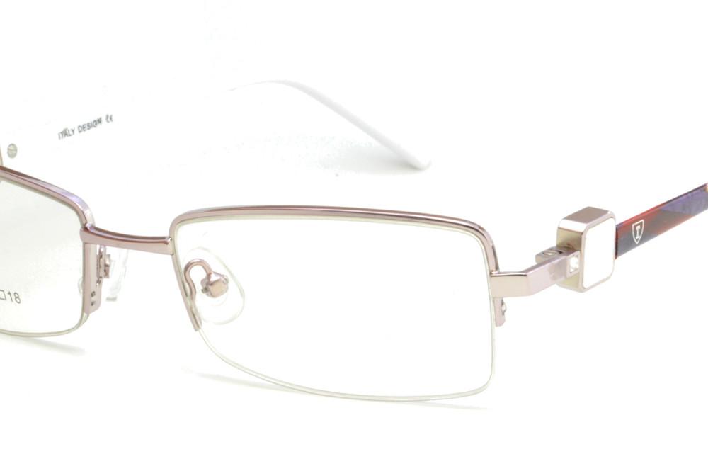 Óculos Ilusion J00609 rosê metal haste branca e colorido fio de nylon