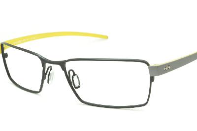 Óculos de grau Hot Buttered HB Duotech metal preto com haste cinza e amarelo para homens 