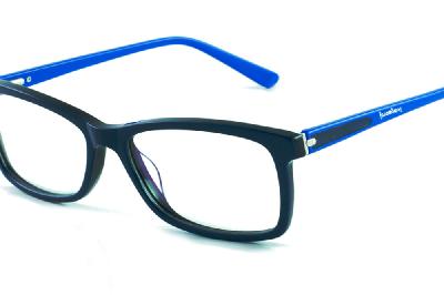 Óculos Ilusion de grau azul escuro com haste azul anil quadrado em acetato para mulher