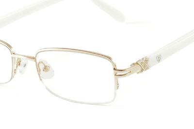 Óculos Ilusion dourado em fio de nylon com haste branco marfim e strass cristal para mulheres