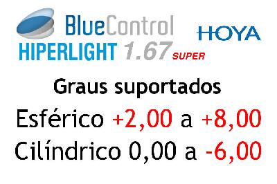 Lente Hoya Blue Control Luz Azul 1.67 hipermetropia esférico +2,00 a +8,00 cilíndrico até -6,00