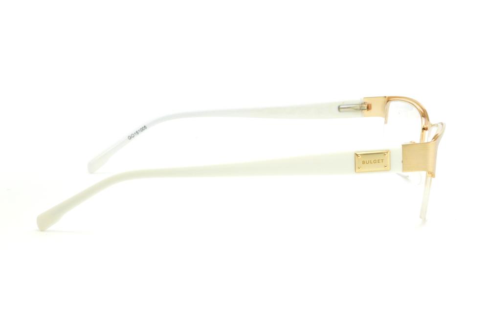 Óculos Bulget dourado em nylon com haste branca flexível de mola