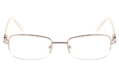 Óculos Ilusion rosê em nylon com haste bege flexível de mola e strass cristal