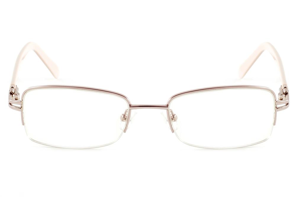 Óculos Ilusion rosê em nylon com haste bege flexível de mola e strass cristal