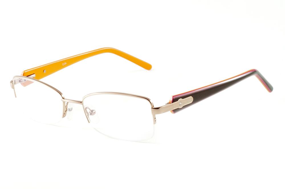 Óculos Ilusion MC7003 dourado haste café/laranja e strass cristal
