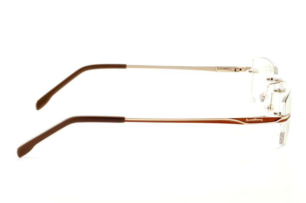 Óculos Ilusion dourado modelo parafusado com haste marrom e dourado