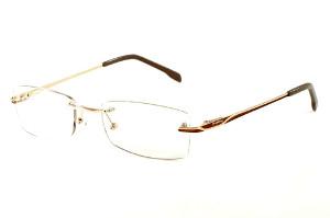 Óculos Ilusion dourado modelo parafusado com haste marrom e dourado