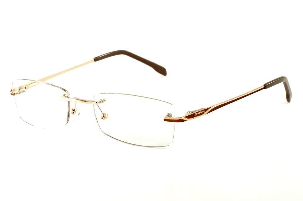 Óculos Ilusion J00543 dourado parafusado haste marrom e dourado
