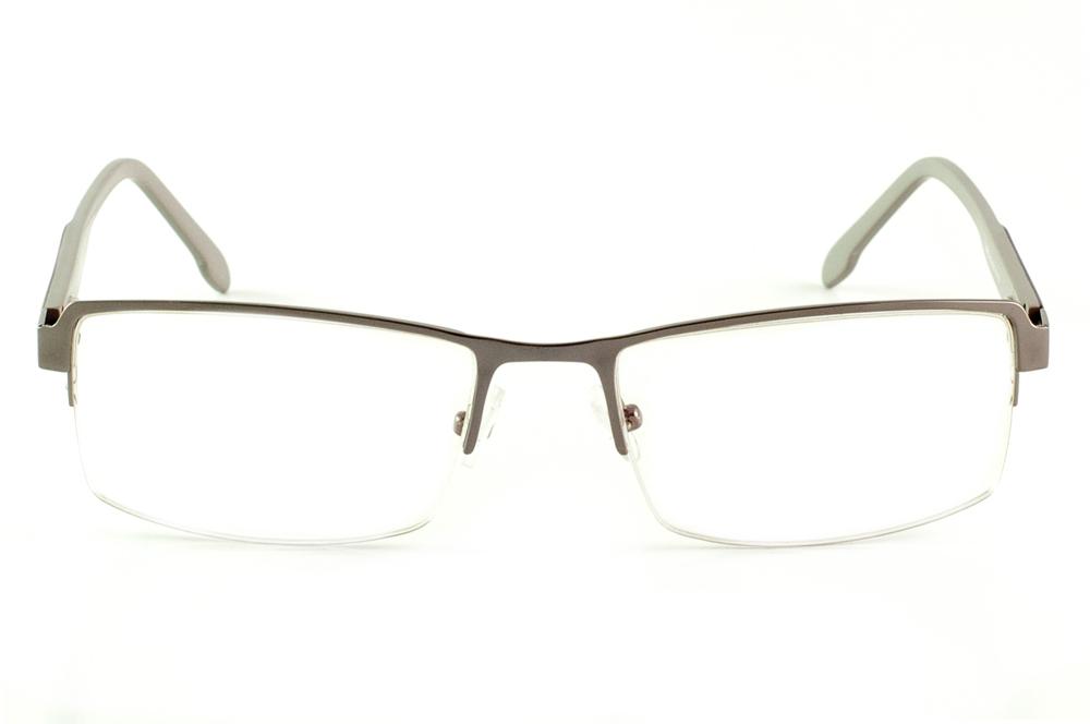 Armação de óculos Ilusion prata metálica grafite com haste cinza e roxo masculino