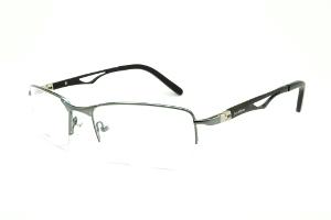 Óculos Ilusion prata com haste preta e detalhe vazado