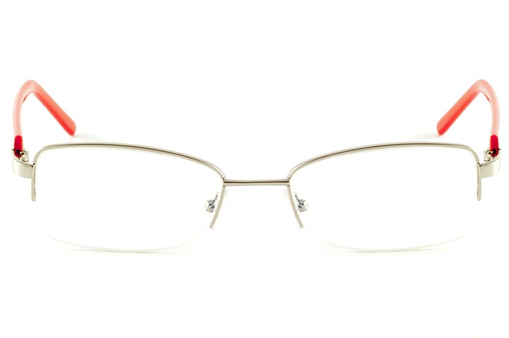 Armção de óculos de grau prata dourado fio de nylon haste branca e vermelha com strass para mulheres