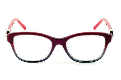 Óculos Ilusion acetato degradê vinho e cinza com haste vinho vermelho e strass cristal