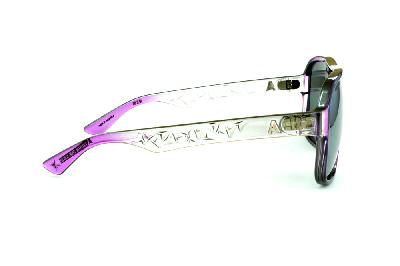 Óculos Absurda Calixtin roxo e transparente com lente cinza